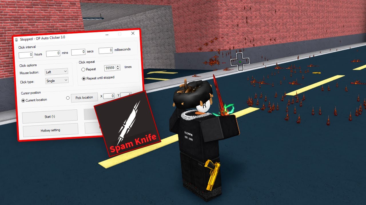 USING AUTO CLICKER WITH SPAM KNIFE IN ROBLOX KAT 