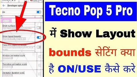 tecno Pop 5 pro me show layout bounds setting on use kaise kare।show layout bounds tecno Pop 5 pro
