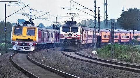 Electrifying Speedy Trains Crossing in Curve | Aerodynamic EMU crossing Teesta Torsa Express | ER