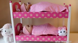 Dimples Dolls Cot, Rocking Cradle and Pink Bunkbed Baby Annabell Baby Born Bedtime Routine.