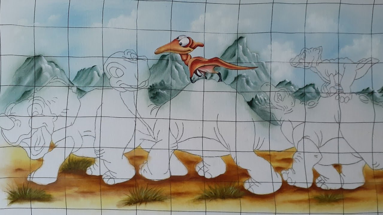 Pintando dinossauro (Desenhos Crocantes) 