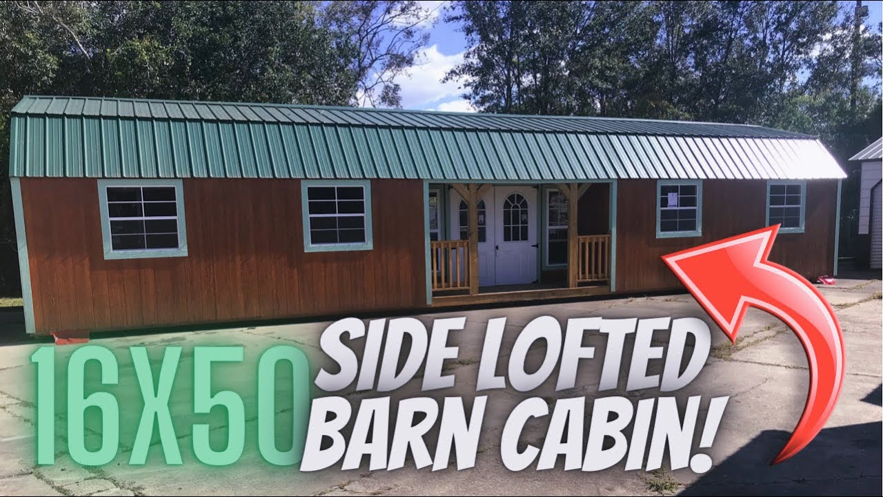 16x50 Side Lofted Barn Cabin Trell Portable Buildings (Derksen ...