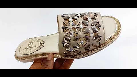 Gold Izabella Studded Italian Leather Women Flat Slippers