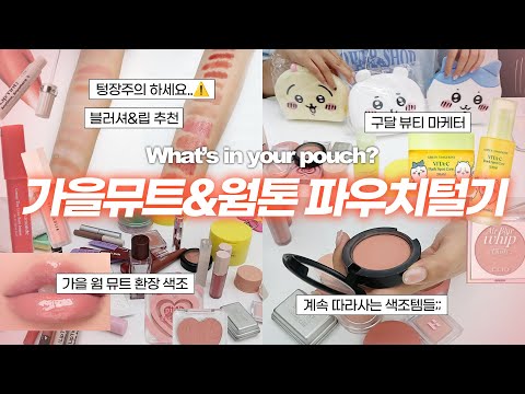 ⚠️텅장주의⚠️가을뮤트 &amp;amp; 웜톤 코덕 직장인 파우치털기💸 (구달 뷰티마케터, 블러셔 덕후, 가을 웜 뮤트 메이크업, 가을딥톤, 갈웜립 추천, 매트립 러버) | <strong>윤새</strong> Yoonsae