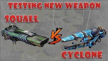 New Beta titan weapon Squall vs Cyclone comparison test sever war robots