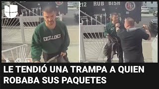 En video: Hispano atrapa al hombre que robaba sus paquetes en la puerta de su casa