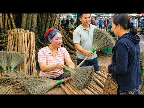 How to Make Bamboo Brooms to Sell at the Market – Traditional Village Craft | Trieu Mai Huong