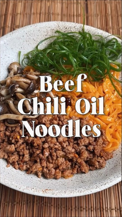 Beef Chili Oil Noodles dengan mie 2 bahan👌🏻😋 #chilioilnoodles #beefnoodles #noodles