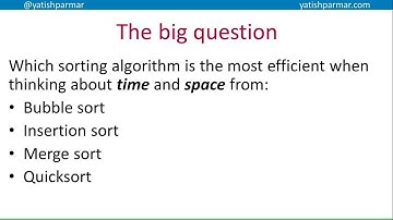 Time and space complexity of sorting algorithms