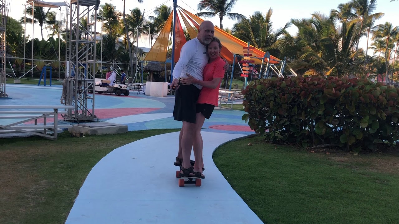 Electric Skateboarding with my wife in Club Med Punta Cana for Spring Break 2019