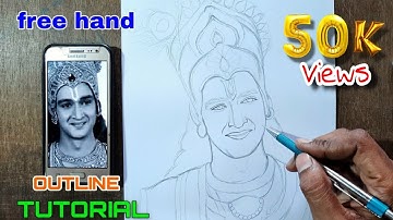 Krishna drawing free hand Outline tutorial || sourabh raaj jain || #starplus