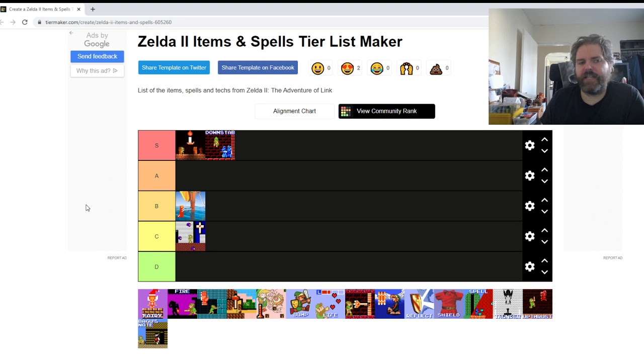 Zelda 2 items and spells Tier List