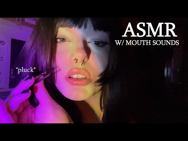 🌙 asmr plucking the bad vibes away w/ mouth sounds | breathy whispers, tweezer sounds, chaotic