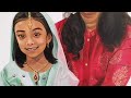 How to paint realistic gold jewelry on a finished acrylic painting step by step tutorial in Tamil