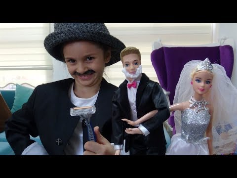 Lina Berber Oldu | Barbie Ken'e Damat Traşı Yapıyor | Barbie Gelin Damat Oyunu