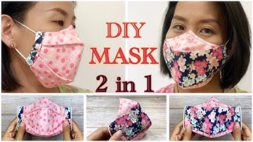 New Design : DIY Face Mask 4 Layers 2 in 1| Easy to Breath & Filter Pocket & Nose Wire Removeable