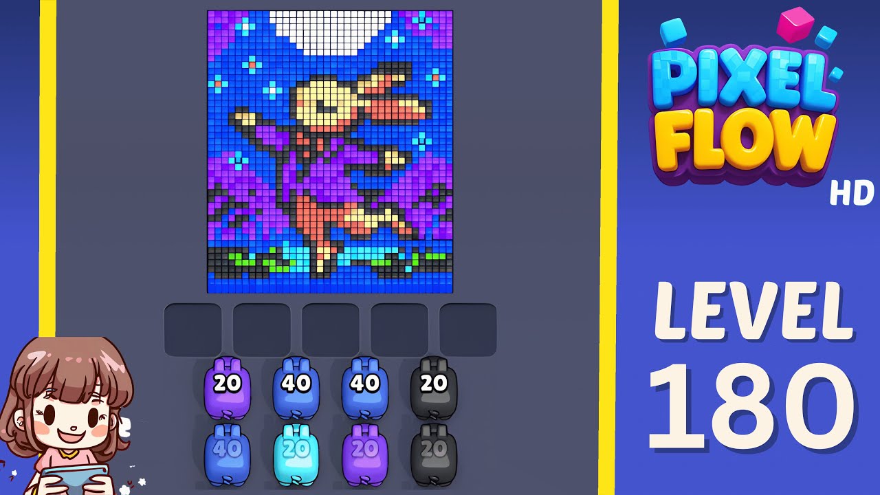 Pixel Flow Level 180 Solution Walkthrough
