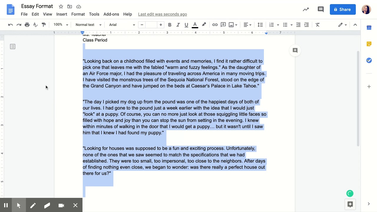 how to get essay format on google docs