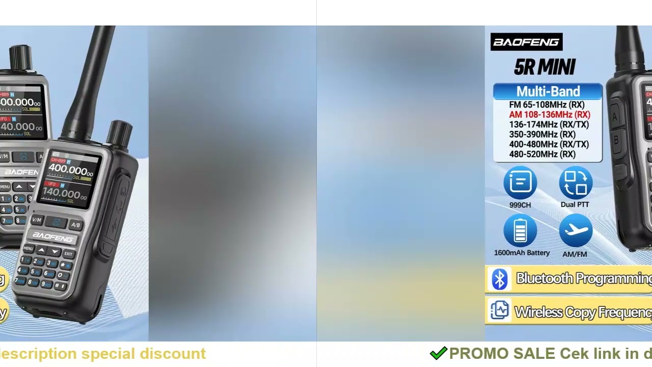 BAOFENG UV-5R Mini Walkie Talkie Multi Band Bluetooth Programming Wireless Copy Frequency 999CH AM F