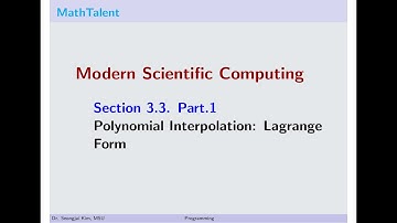 MathTalent Programming Sec 3.3 Part 1 Polynomial Interpolation Lagrange Form