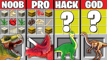 Minecraft Schlacht: DINOSAUR CRAFTING HERAUSFORDERUNG ~ NOOB vs PRO gegen HACKER vs GOD