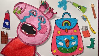 PEPPA PIG Paper Asmr 🐽 : Skincare and makeup routine bag !
