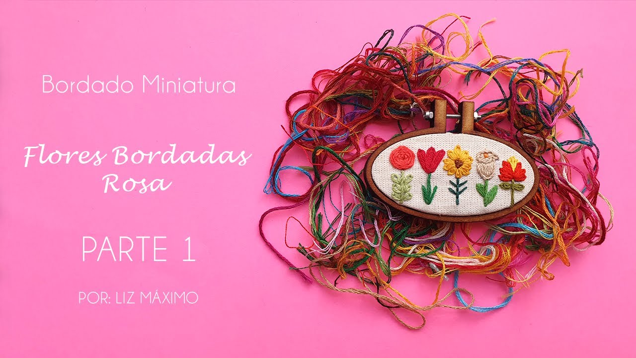Bordado Miniatura/Punto rosetón y cadena/Flores Bordadas (Rosa, Parte 1)