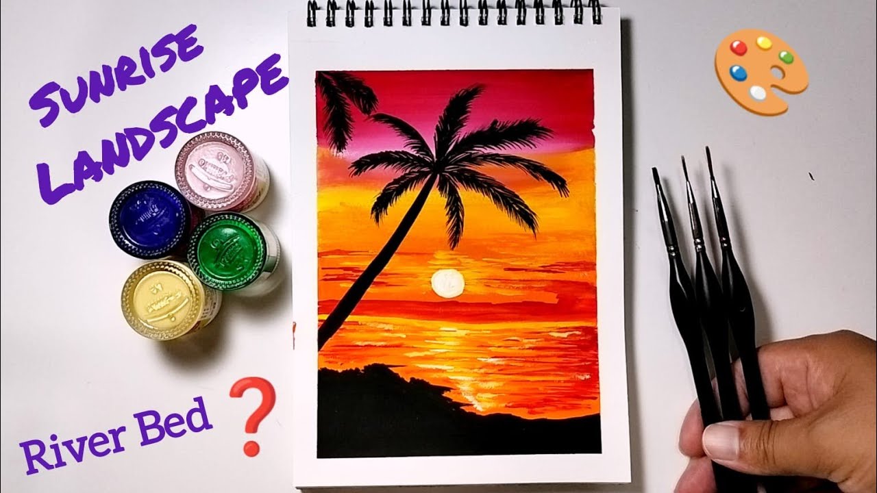 How to Draw a Beautiful Sunrise Landscape | Tutorial For Beginners ...