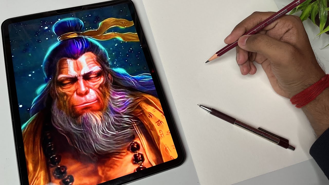 How to draw Hanuman, Lord Hanuman Drawing, Outline Tutorial - YouTube