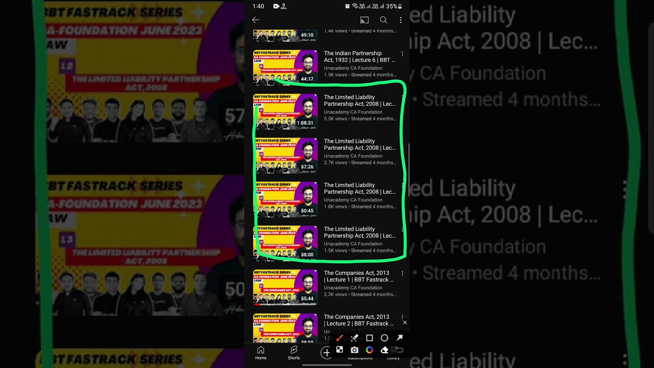 ca foundation law/bcr lectures videos link