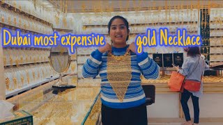 Tried Dubai most expensive Gold Necklace ✨ #dubai #goldsouq #dubaimall #dubaicity #dubaivlog