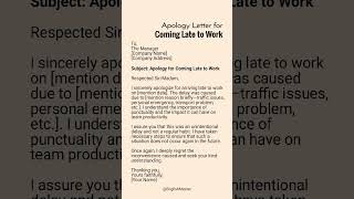 Apology Letter for Coming Late to Work #apologyletter #coming #work #shorts