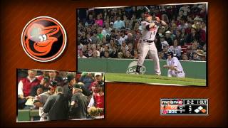 2013/08/29 McLouth fouls ball off hand