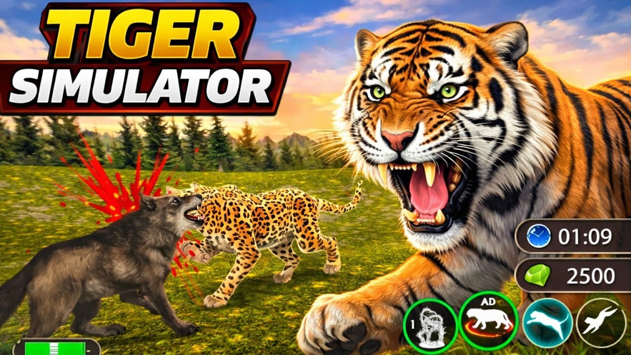 Wild Tiger Attack 🐯 Simulator Game | Forest Survival Mode #tiger #games #gamplay 