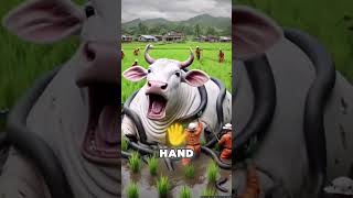 Suddenly a lot of pythons coiled around the bull. 😲🐂🐍 #shorts #bull #python #viralshorts #shortsfeed