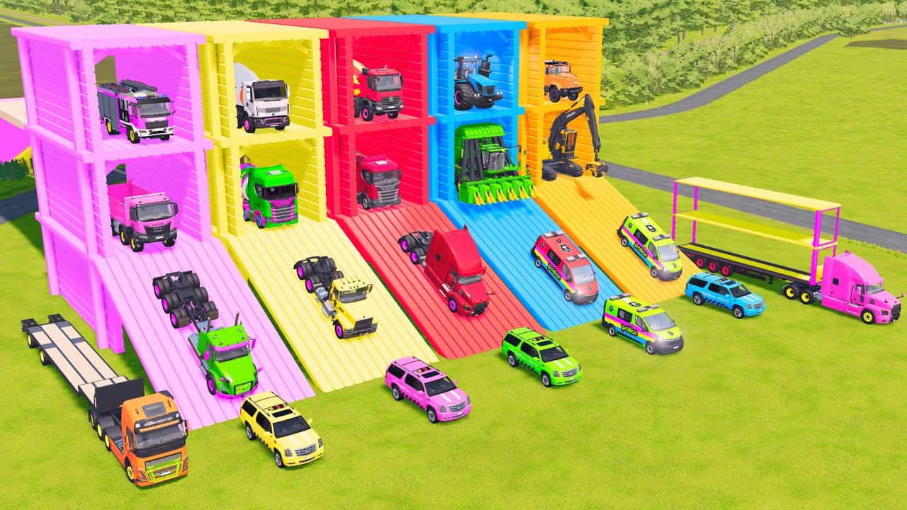 TRANSPORT! AMBULANCE, POLICE CARS & FIRE RESCUE TO THE GARAGE 🚑🚓🚒 | FS22