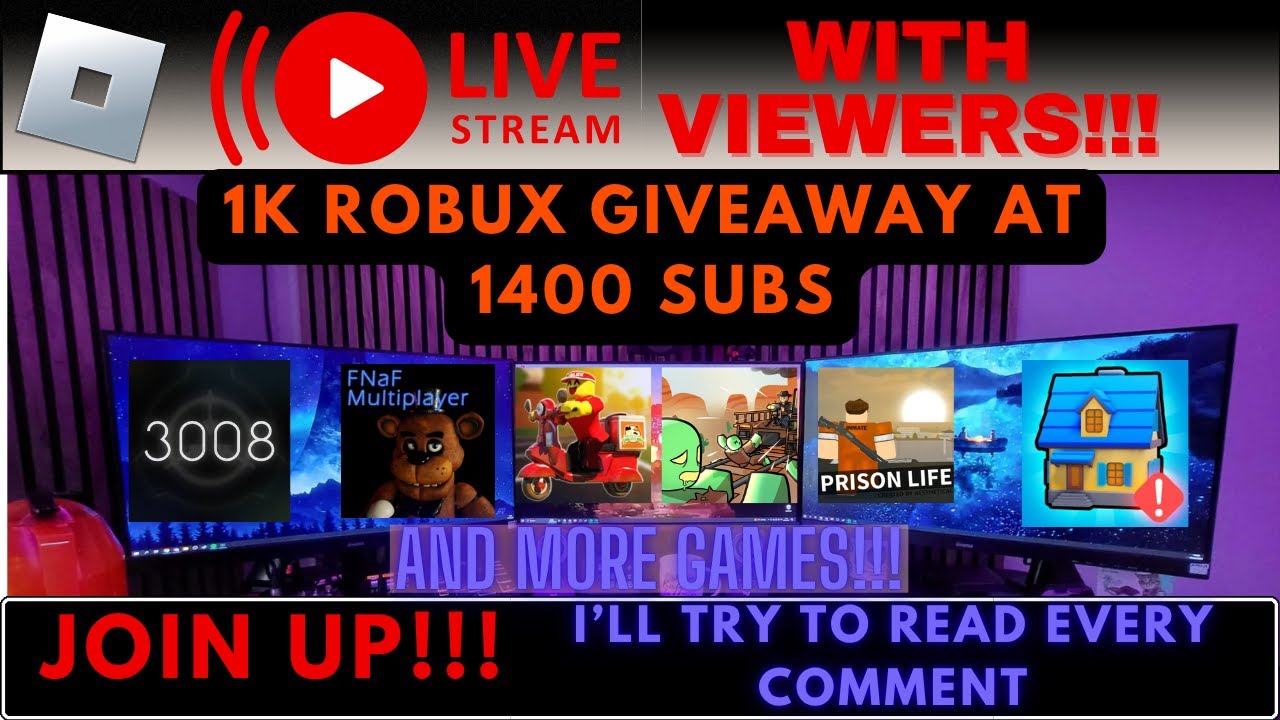 Roblox Live! 1K robux giveaway at 1400 Subs! (Join up!) #shorts - YouTube