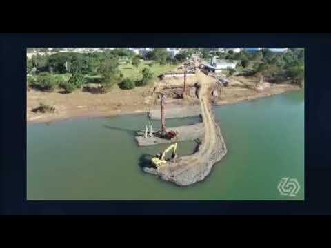Imagens de drone registram evolução da ponte entre Tubarão e Capivari de Baixo