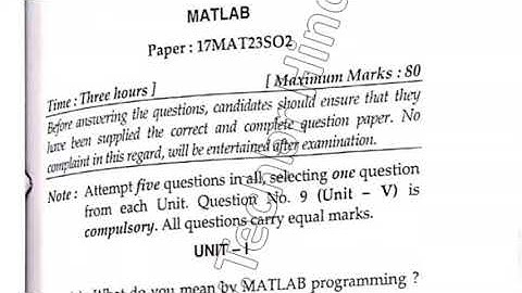 2018 Mdu MSc Math 3rd Sem Open Elective Matlab Question Paper