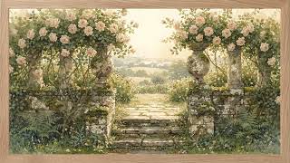 English Garden Roses Watercolor 🌿 Romantic Terrace Scene | 2 Hours 4K Frame TV Art Wood Frame screenshot 4