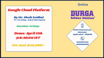 GCP (Google Cloud Platform) Online Training @ DURGASOFT
