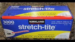 How to install the  Kirkland Signature StretchTite Plastic Food Wrap, 12 in x 3000 ft  item  208733