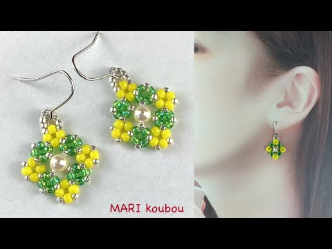 Square motif earrings made with seed bead - YouTube