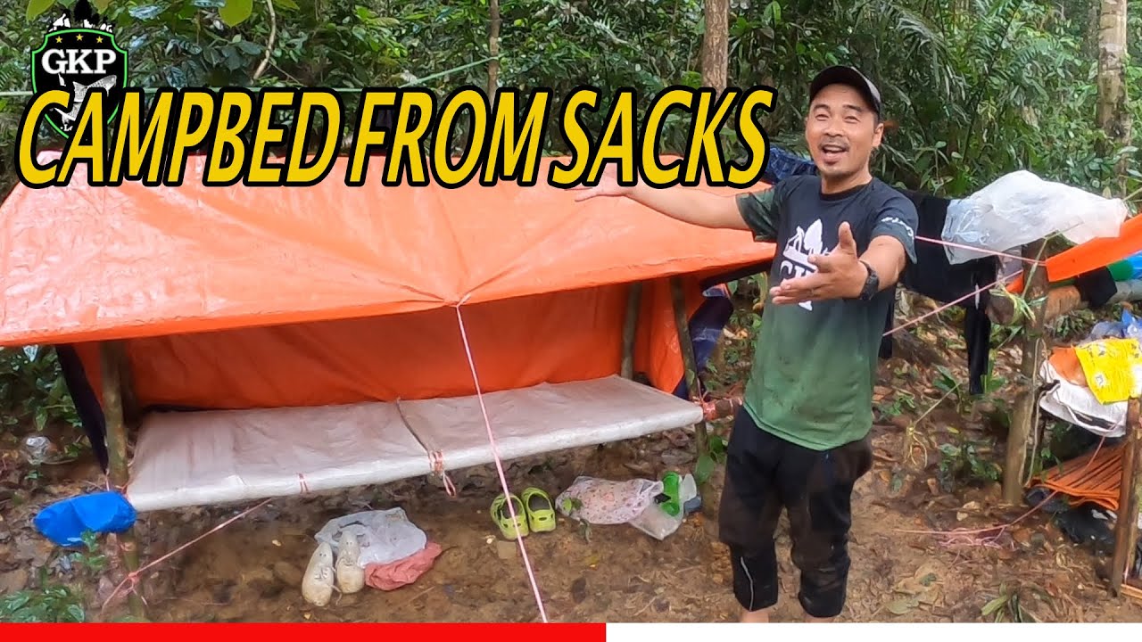 Bushcraft Hammock how to make best Campbed from used Sack Cara buat khemah hammock Askar pakai Guni