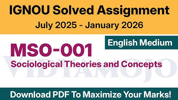 IGNOU MSO 001 Solved Assignment 2025-26 English Medium PDF Download | MSO: MA Sociology 1st Year