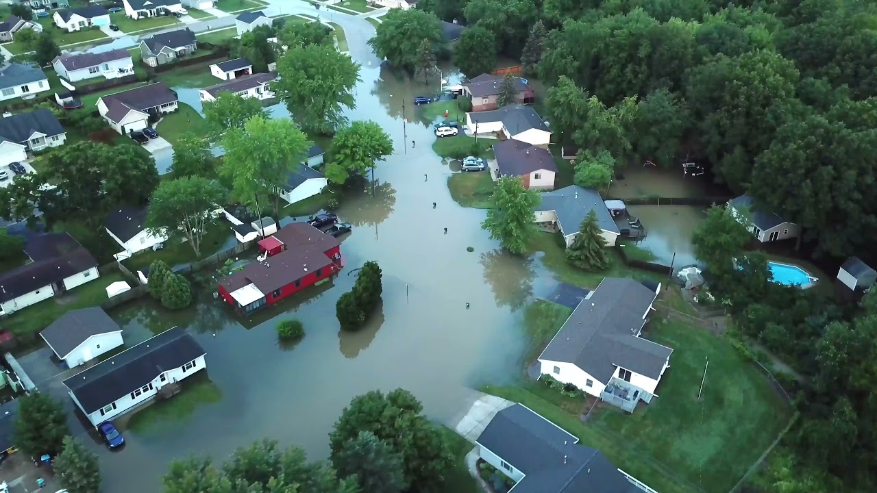 Drone Footage Shows Significant Flooding in Southwestern Michigan Town