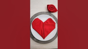Fold a cloth napkin into a heart for Valentines Day 💝  #napkinfolding #valentineday