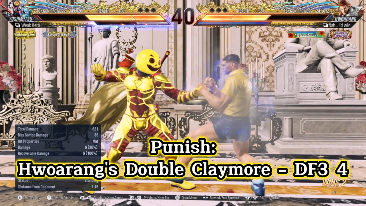 Punish: Hwoarang's Double Claymore DF3 4 - Yoshimitsu Tekken 8