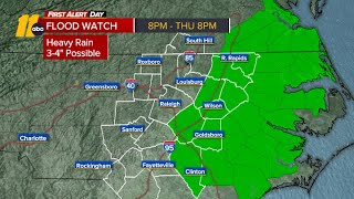 LIVE RADAR: Heavy rain possible at times as cold front pushes through North Carolina