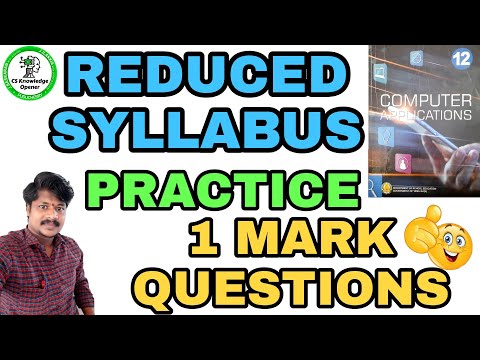 12th Computer Applications Reduced syllabus Practice one mark questions and key answers|2021|